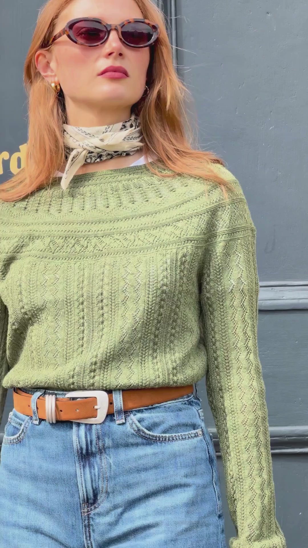 Vaila Lace Sweater - Olive